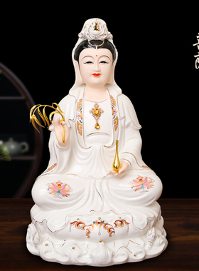 婆娑三圣佛像陶瓷地藏王白瓷观音菩萨佛像灯摆件释迦摩尼居家供奉