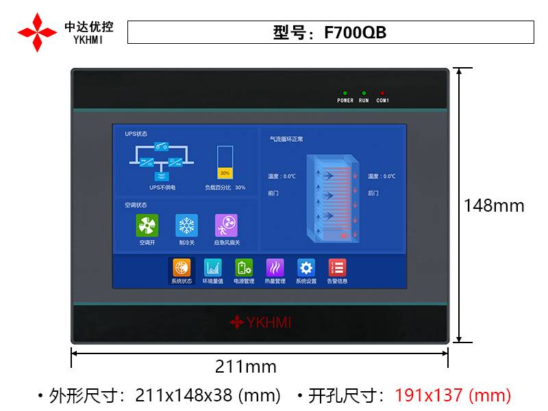 中达优控YKHMI工业人机界面国产触摸屏编程控制器4.3寸5寸7 寸10 - 图0