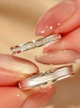 中国金行戒指纯银999情侣对戒