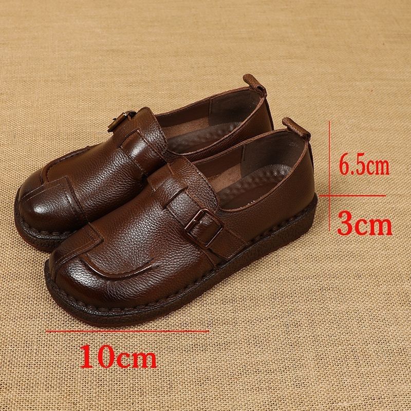 手工真皮单鞋女超软圆头平底全牛皮25年春季牛筋软底舒.适妈妈皮,淘宝优惠券,粉丝福利购,淘宝优惠卷