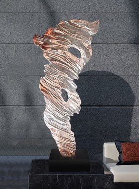 现代创意龙卷水雕塑客厅玄关透明树脂摆件落地软装高级感乔迁礼物