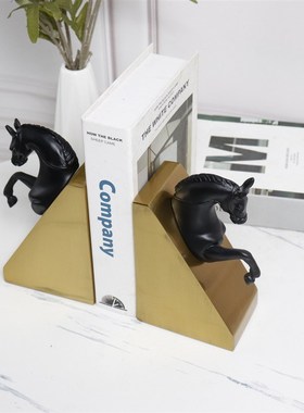 黄马头书档摆件欧式现代酒店家居书房书架样W板房装饰书靠