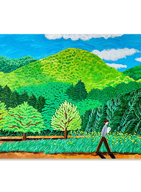 【特惠捡漏】Prairie插画复刻艺术版画绿色治愈情侣双联装饰画芯