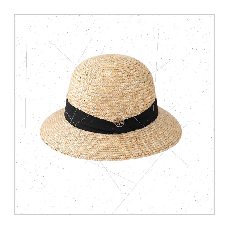 Japanese small-brimmed straw straw hat lady hat letter M lab - 图2