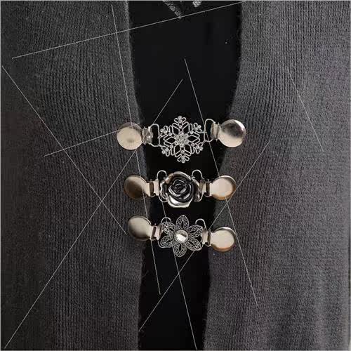 Vintage hollowed out flowers placket clip shawl jumper clip - 图2