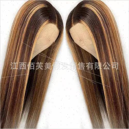 Wig female Europe fashion gradient color medium parting pick - 图2