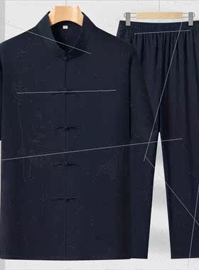 Cotton Tang su men middle-aged short-sleeved father summer s