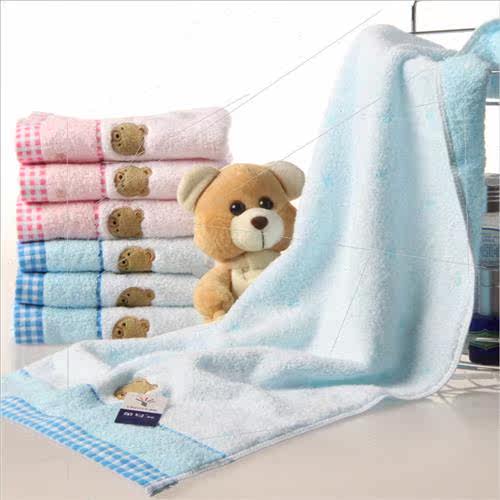 Cotton untwisted bear head cartoon face towel 78*34 plain to - 图0