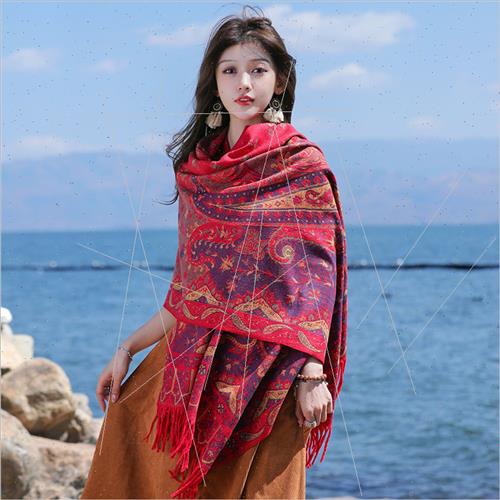 2023 new Yunnan Dali travel vacation faux cashmere scarf fem - 图1