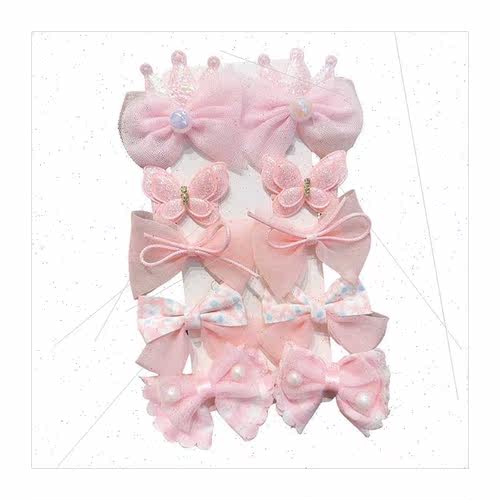 New children hair clips ltle girl mesh bow hair card cute fl - 图3