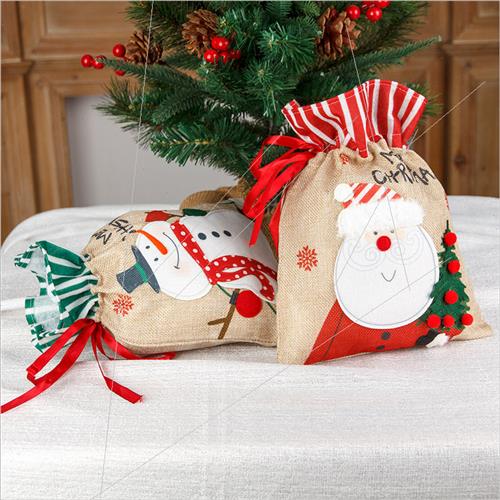 New Christmas  Bags Burlap Drawstring Candy Bags  Bags Apple - 图0