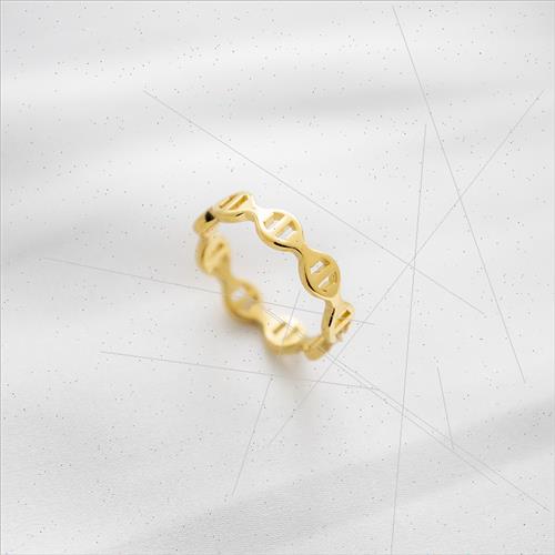 Europe ins hollowed diamond ring tanium steel gold plated pa - 图0