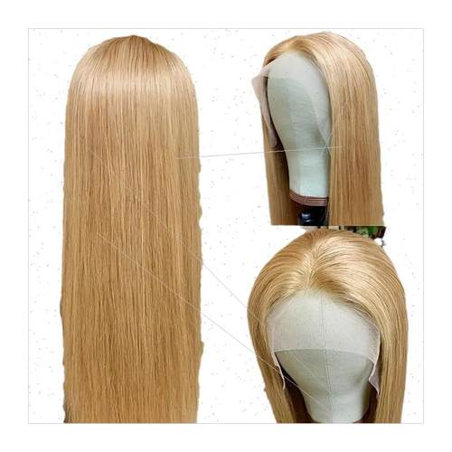 Europe fashion blonde wig front lace center parting long che - 图3
