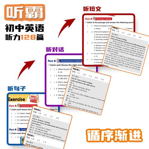 【现货上新】听霸初中英语听力128篇7年级七八九年级覆盖20大主题型丰富扫码听音频人教版同步练习册必刷题教材上海教育出版社1 - 图2