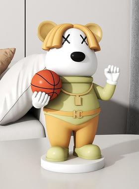 创意潮玩蓝球熊桌面树脂工艺品摆件家居客厅电视柜酒柜玄关装饰品