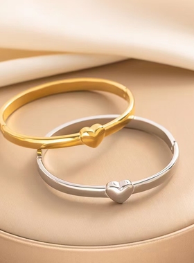 开口细版桃心新款手镯女手饰品网红韩版潮人森系简约个性ins