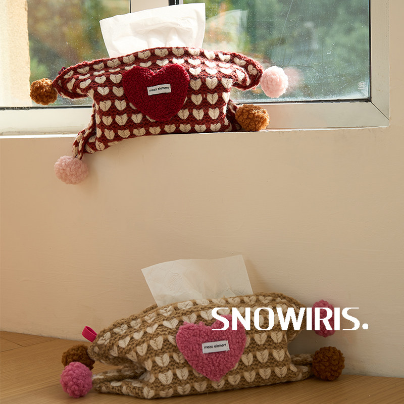 红色爱心针织纸巾袋布艺格纹卧室客厅抽纸袋大纸巾套化妆品收纳袋,淘宝优惠券,粉丝福利购,淘宝优惠卷