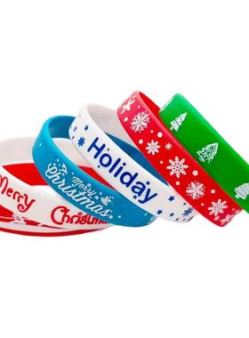 跨境成人儿童饰品Christmas圣诞节硅胶手环节日派对圣诞老人手链