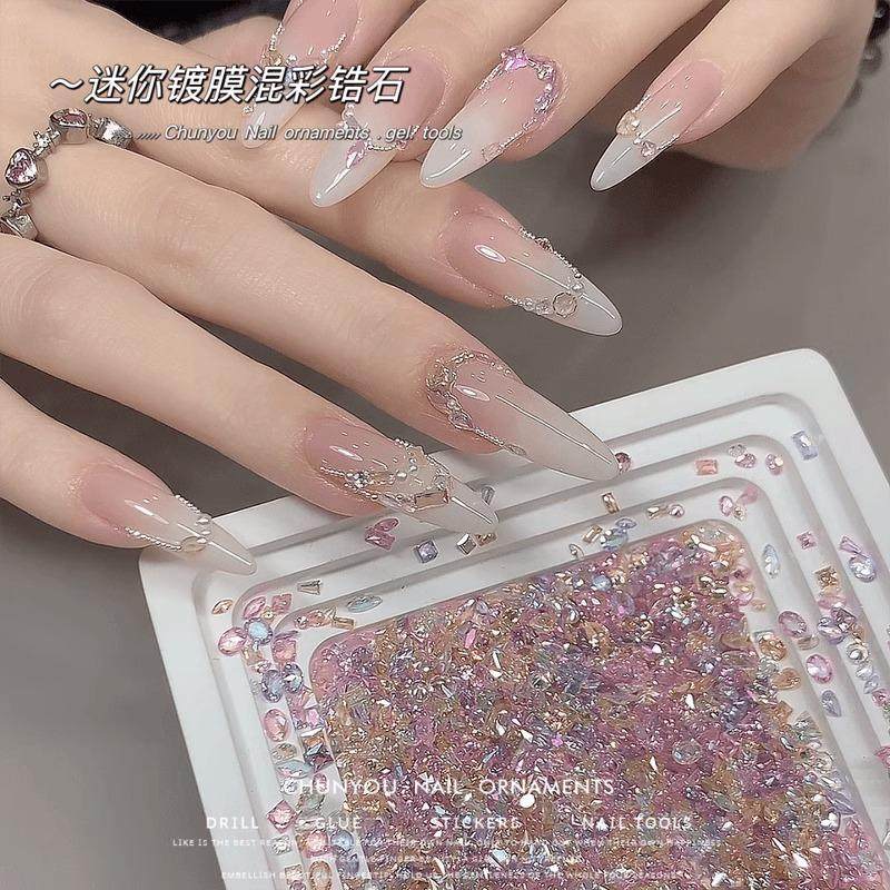美甲镀膜小彩锆仙女款冰透超闪混装美甲钻彩色透底锆石指甲装饰品,淘宝优惠券,粉丝福利购,淘宝优惠卷