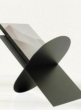 简约现代欧式轻奢黑色X形书架杂志架摆件样板房售楼处软装饰品