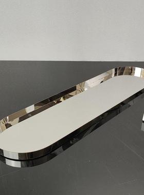 简约现代电镀金属银色几何圆形托盘摆件酒店客厅茶几桌面装饰品