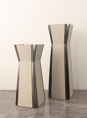 轻奢金属皮革花器摆件茶几电视柜样板房卧室客厅酒店家居软装饰品