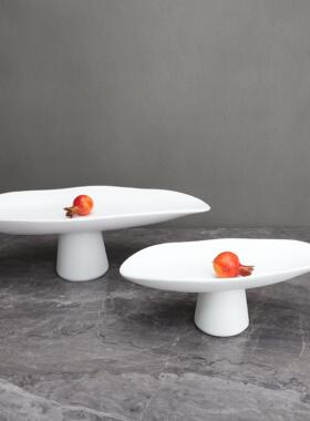 现代简约树脂高脚果盘样板房办公室客厅餐厅书房玄关桌面装饰摆件