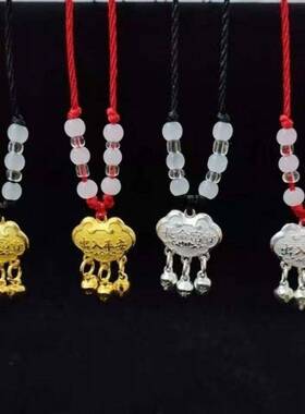 长命锁项链女宝银色镀金吊