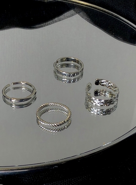 素圈戒指女年潮小众高级感链条开口指环食指戒