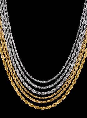 欧美嘻哈潮男3m钛钢麻花链