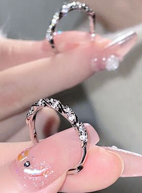 简约时尚几何镶钻锆石开口戒指小众轻奢高级感百搭ins冷淡风配饰