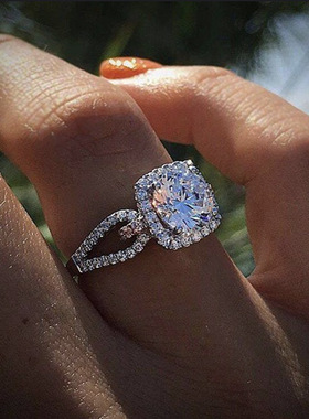 华杰 wish热卖镶白色锆石戒指 欧美跨境爆款时尚镀白金女节日戒指