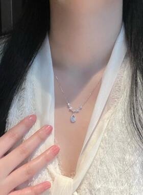 徐徐四序 人鱼之泪s925纯银项链轻奢高级莫桑钻吊坠生日礼物女生