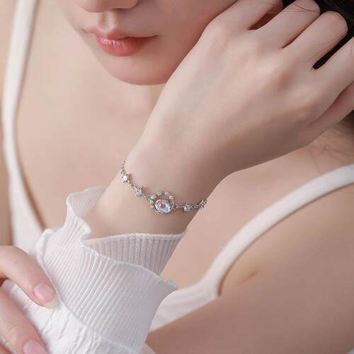 S999足银冥王星手链女生新款轻奢小众精致七夕情人节礼物送女朋友 - 图2