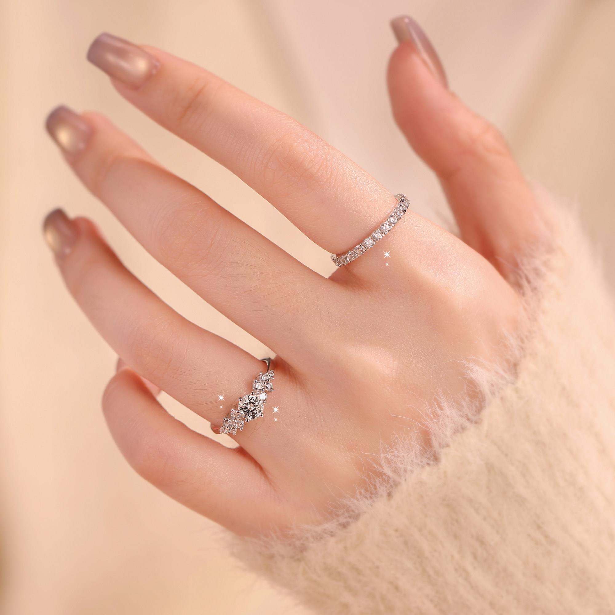 Secret Blue Berlin love letter ring, moissanite sterling silver niche light luxury high-grade cultivated diamond proposal diamond ring for girlfriend
