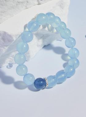 OARVA海蓝宝手链女款S925银魔鬼蓝少女感蓝色水晶手串送闺蜜礼物