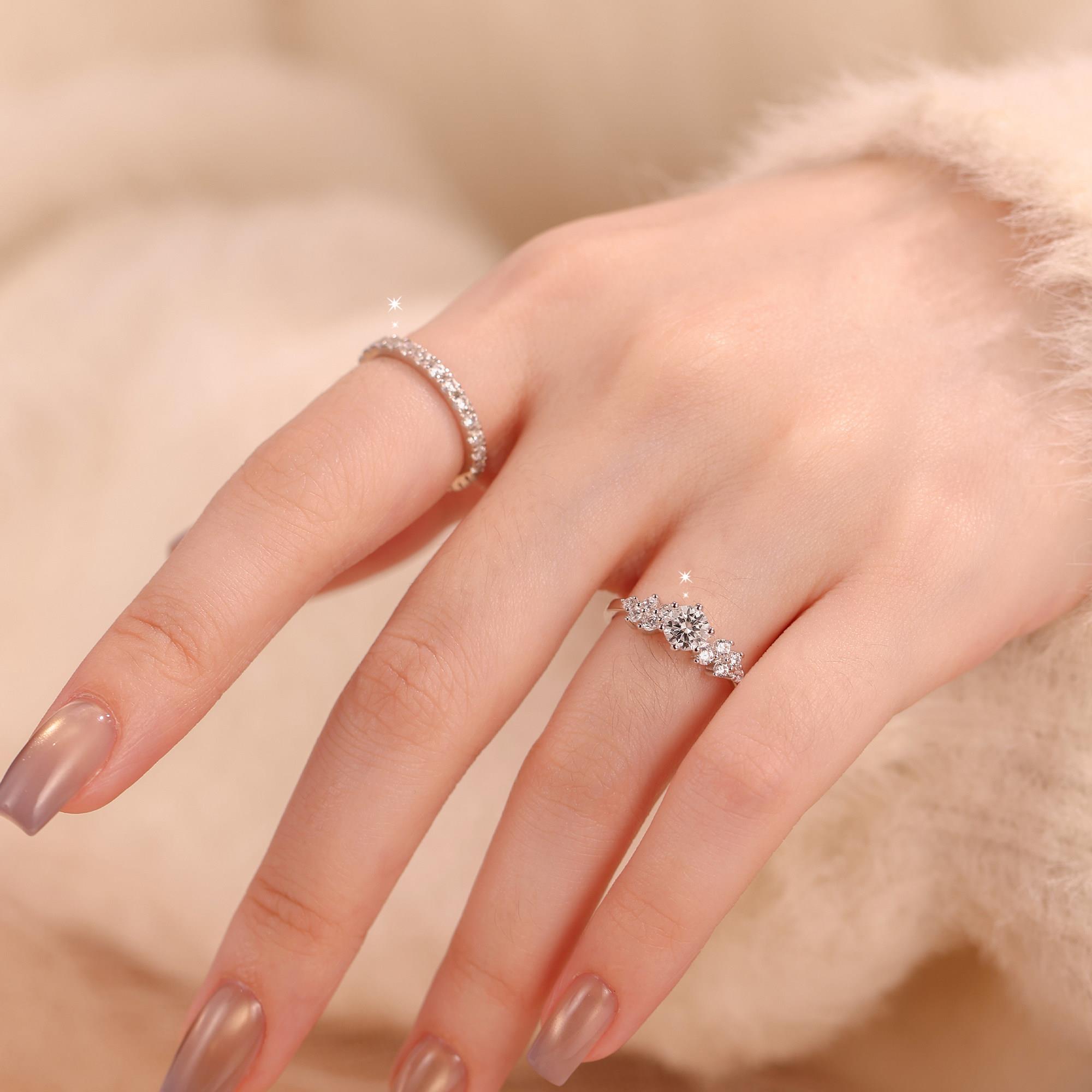 Secret Blue Berlin love letter ring, moissanite sterling silver niche light luxury high-grade cultivated diamond proposal diamond ring for girlfriend
