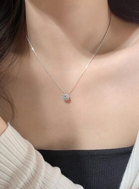 S999纯银项炼女小方糖锁骨炼轻奢高级感配饰纪念日生日礼物送女友