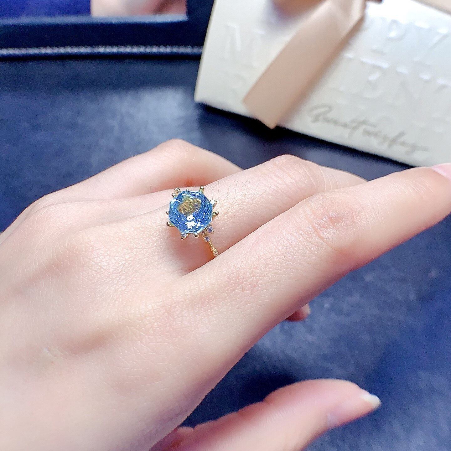 Rose Cut Topaz 925 Silver Flower Ring
