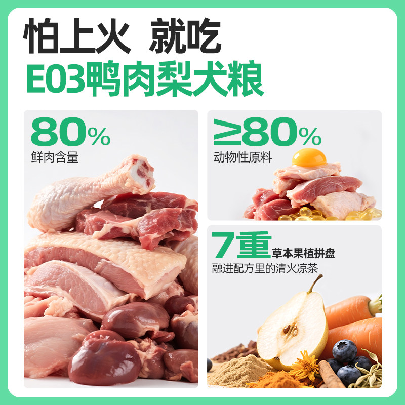 能量怪兽E03狗粮低温烘焙鲜肉犬粮鸭肉梨口味清热去火缓泪痕,淘宝优惠券,粉丝福利购,淘宝优惠卷