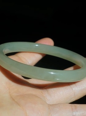 内径61天然和田玉手镯青白玉方圆细条时尚油润玉石小手镯