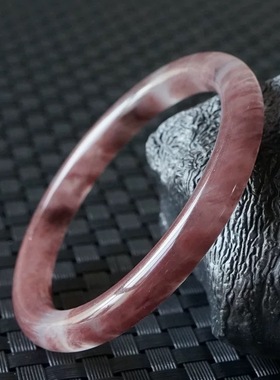 纯天然新疆金丝玉紫罗兰手镯紫色紫气东来圆条内径58