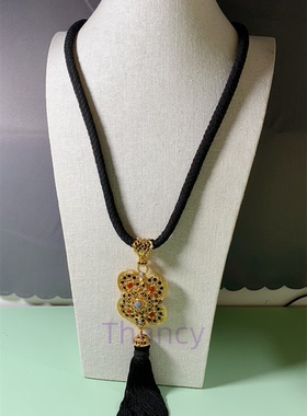 天然石镂空掐丝鎏金项链手镯套装