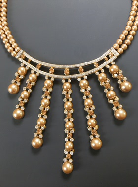 Vintage中古香槟色夸张流苏瀑布