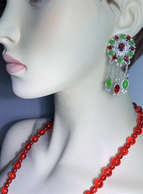 Vintage中古品牌打标红色琉璃珠