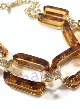 NY打标镀真金豹纹环扣项链