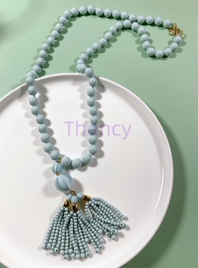 粉蓝色ANNTAYLOR毛衣链琉璃珠