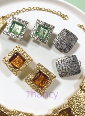 方块琉璃项圈耳钉套装DV