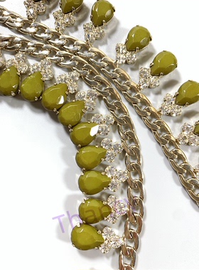 绿色水滴满钻百搭优雅项链BB打标