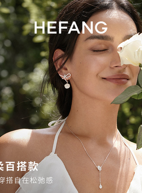 何方珠宝白玫瑰丝带耳环